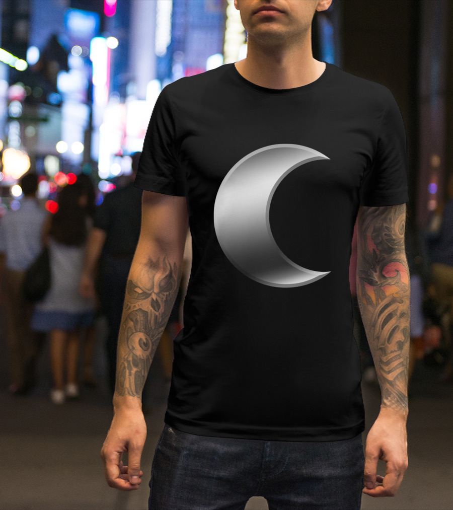 Crescent Moon Symbol Silver T-Shirt