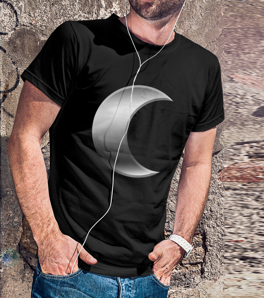 Crescent Moon Symbol Silver T-Shirt