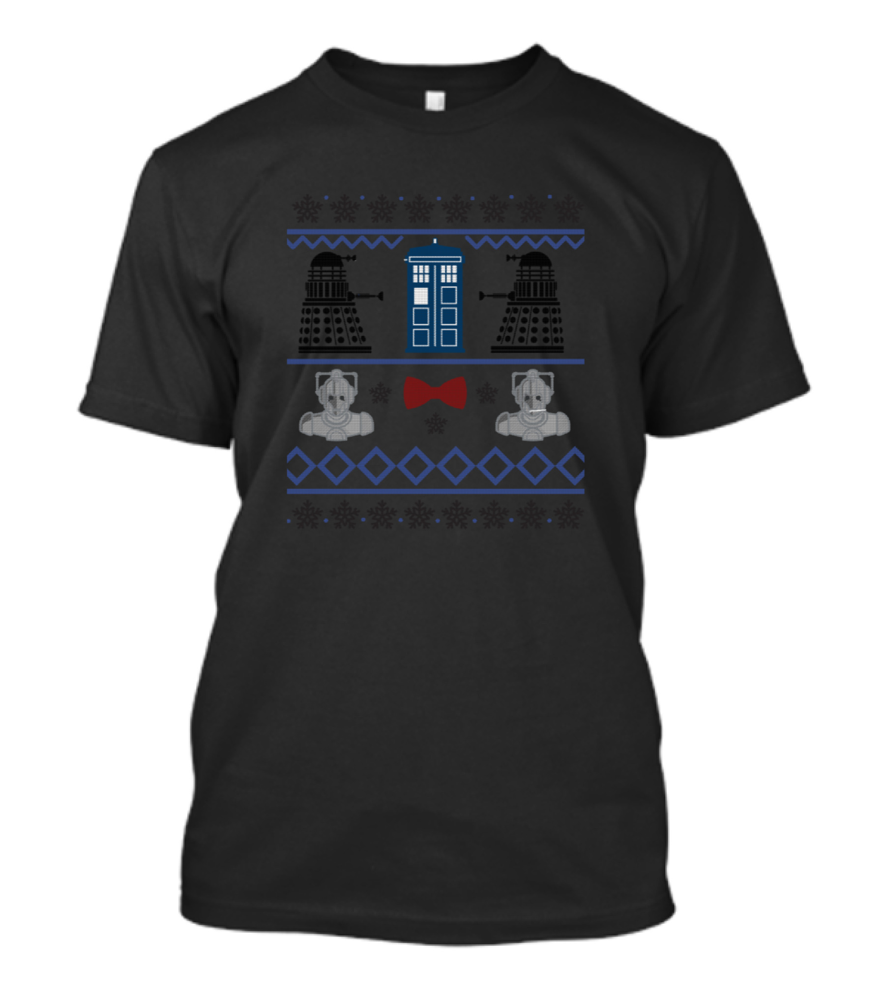 Doctor Who TARDIS Daleks Cybermen Bow Tie UglySeason T-Shirt