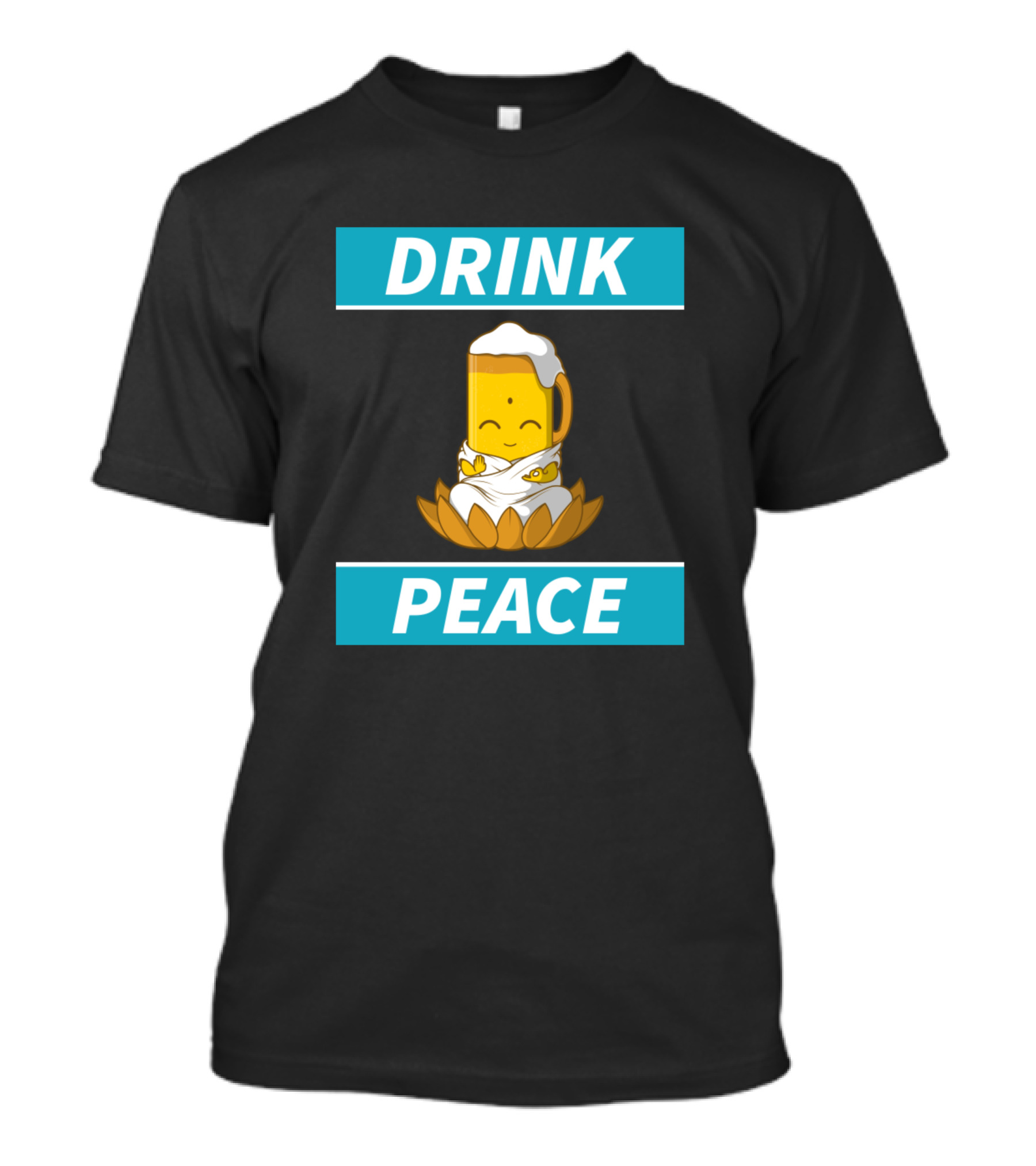 DRINK PEACE Beer Zen Mug Lotus Meditation T-Shirt