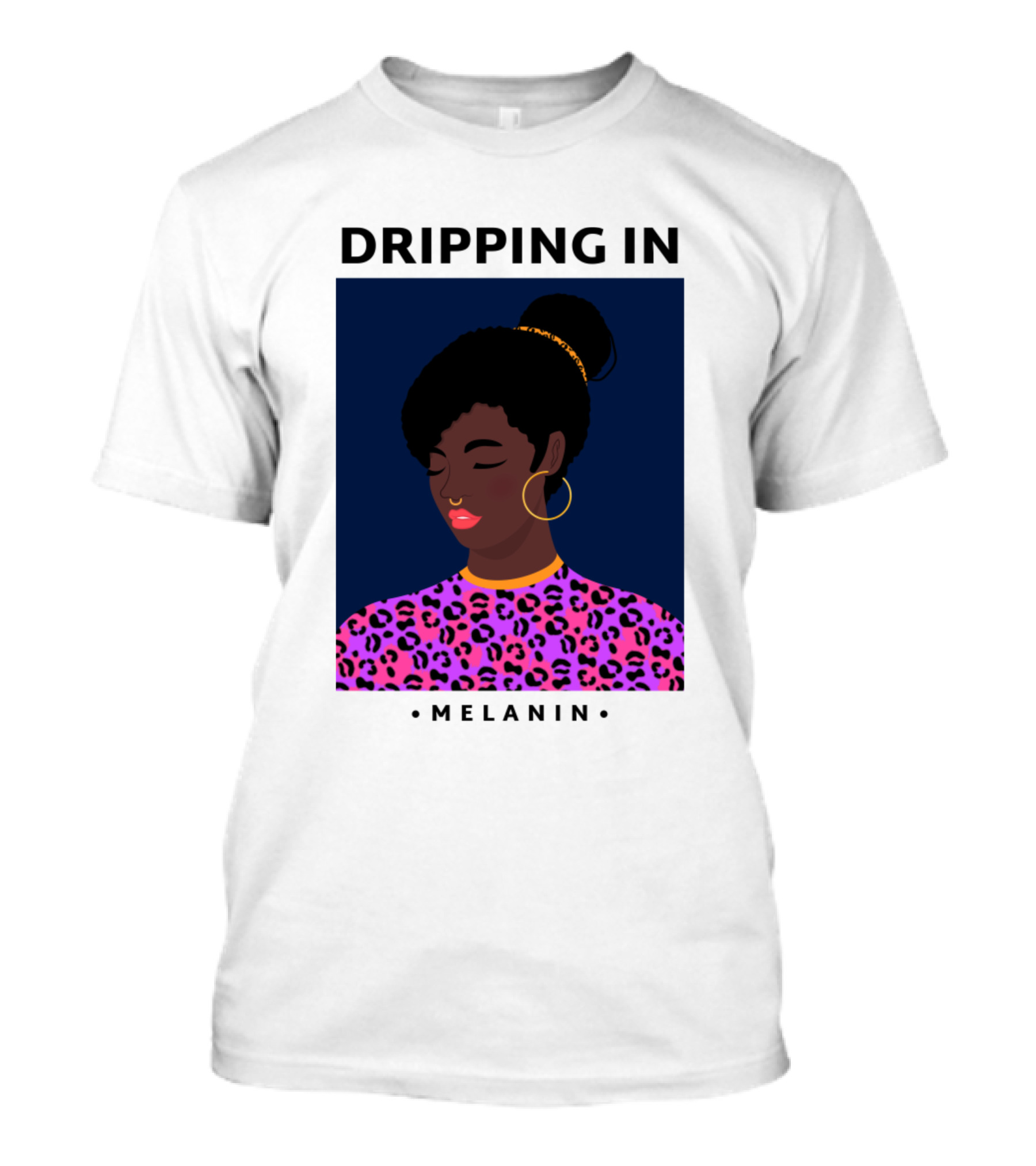 Dripping In Melanin With Leopard Print T-Shirt