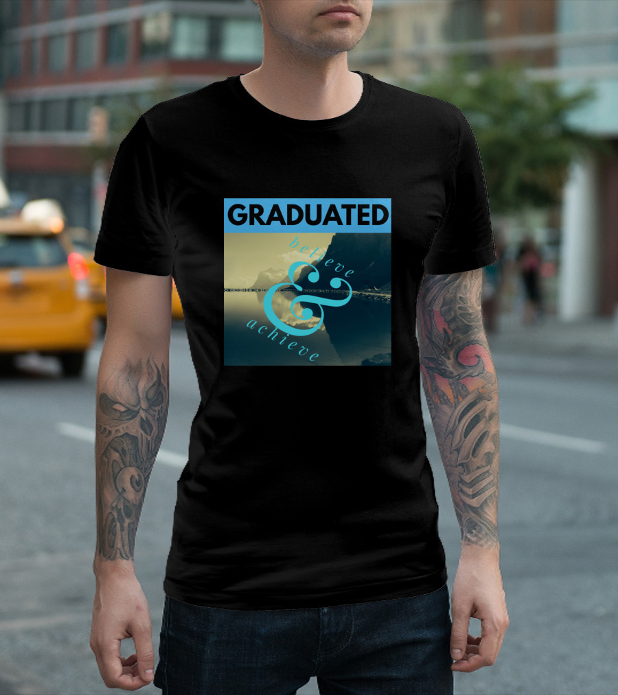 Graduated Believe and Achieve with Scenic Mountain Reflection T-Shirt
