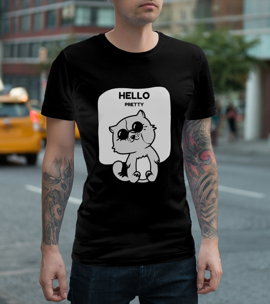 Hello Pretty Cute Cartoon Cat T-Shirt