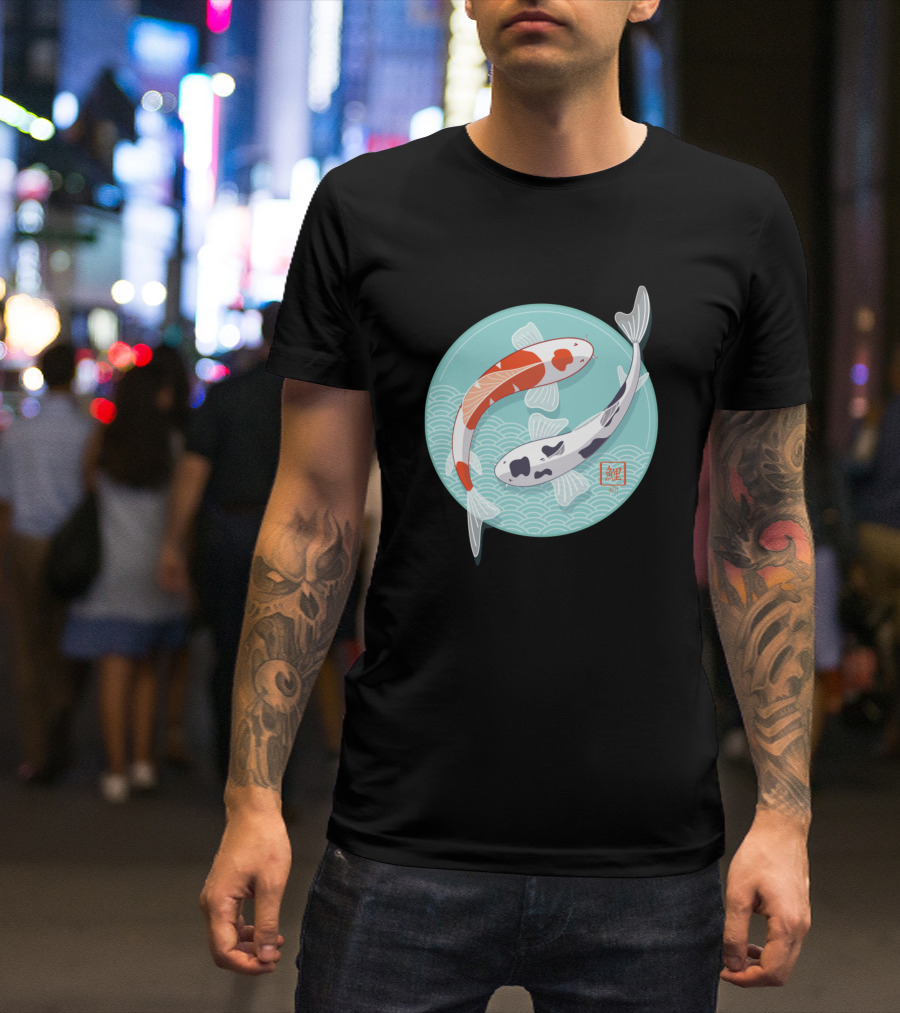 Japanese Ko Carp Circle Yin Yang T-Shirt