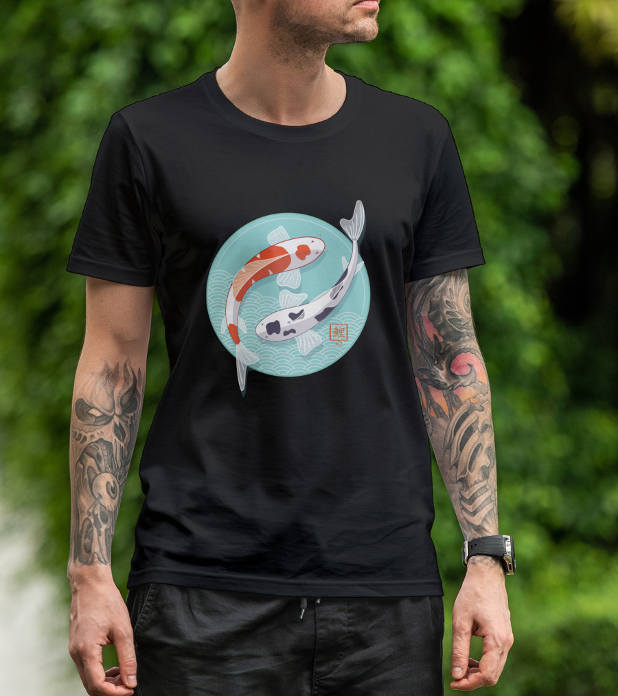 Japanese Ko Carp Circle Yin Yang T-Shirt