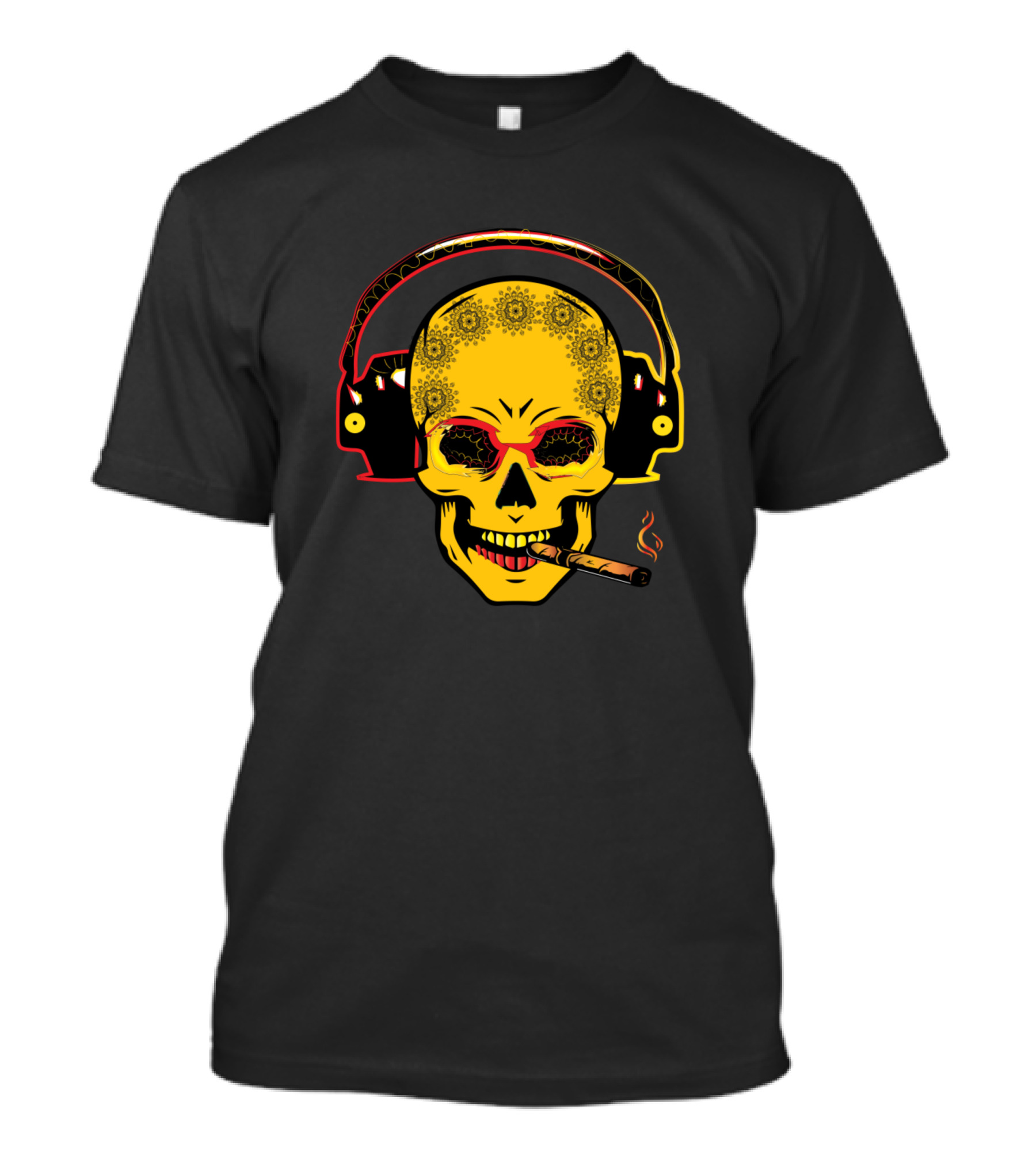 Musical Skull With Headphones And Cigar T-Shirt