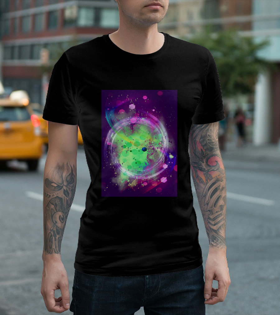 Purple Galaxy Green Shine Cosmic Burst T-Shirt