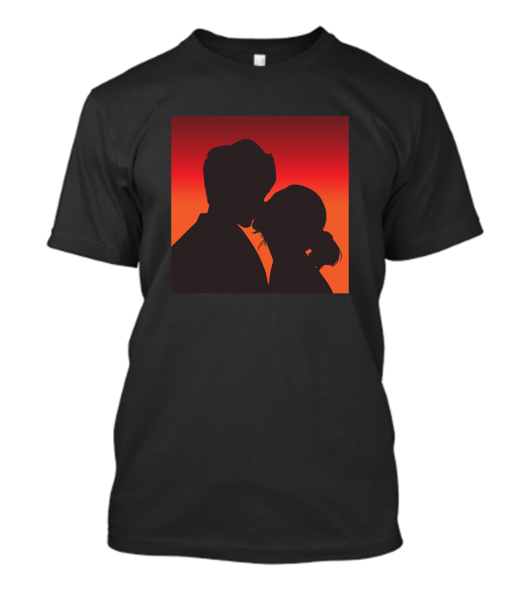 Romantic Kiss Silhouette At Sunset T-Shirt