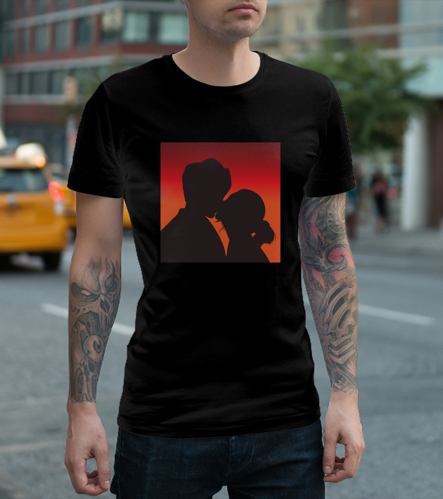 Romantic Kiss Silhouette At Sunset T-Shirt