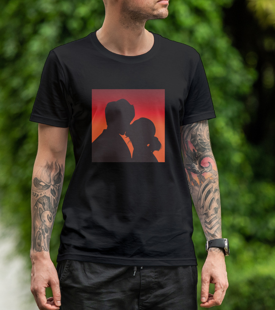Romantic Kiss Silhouette At Sunset T-Shirt