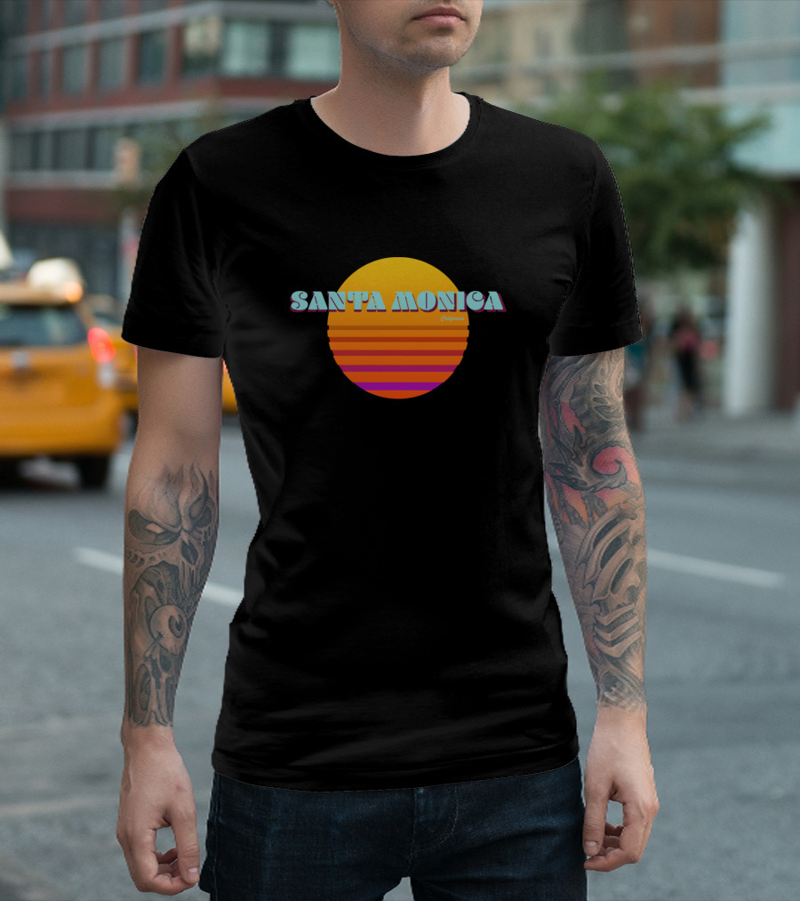Santa Monica California Retro Sunset T-Shirt