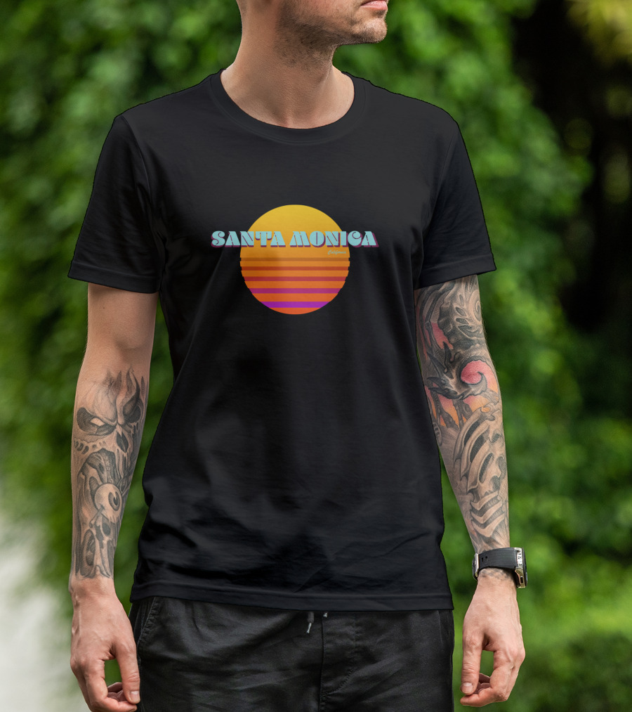 Santa Monica California Retro Sunset T-Shirt