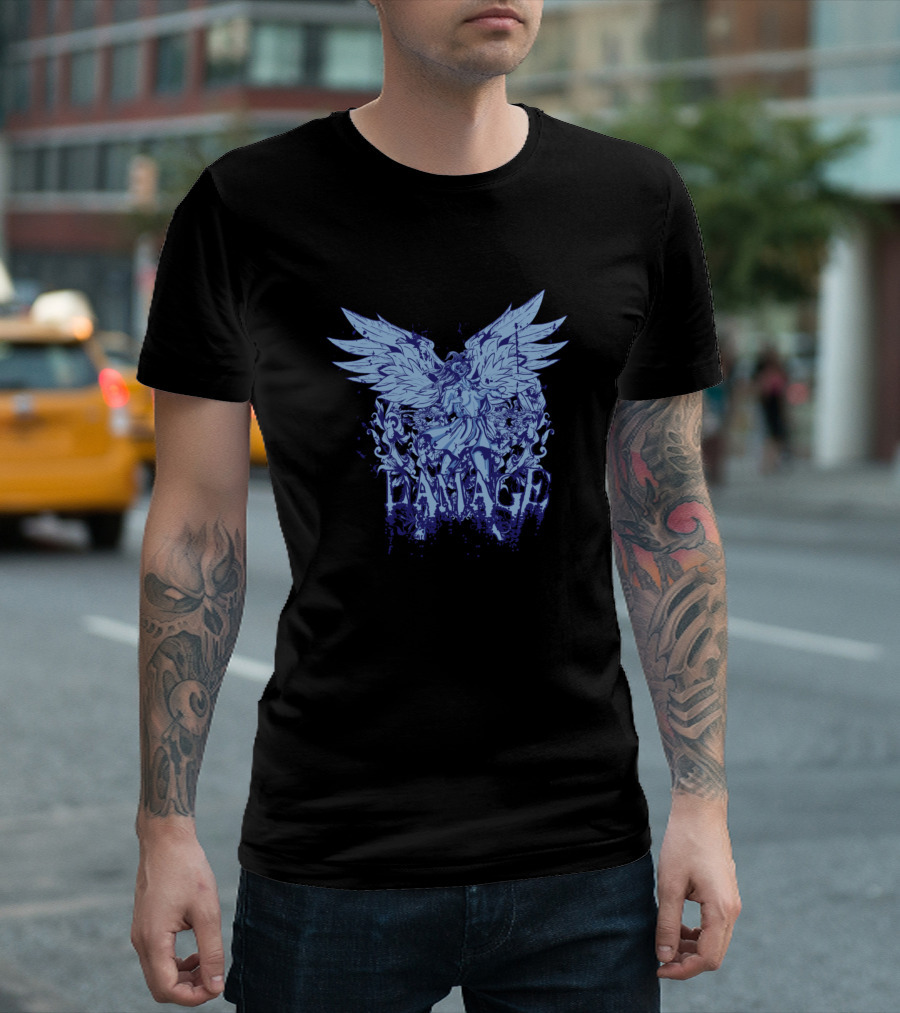 T2 Angel Damage Wings Blue T-Shirt