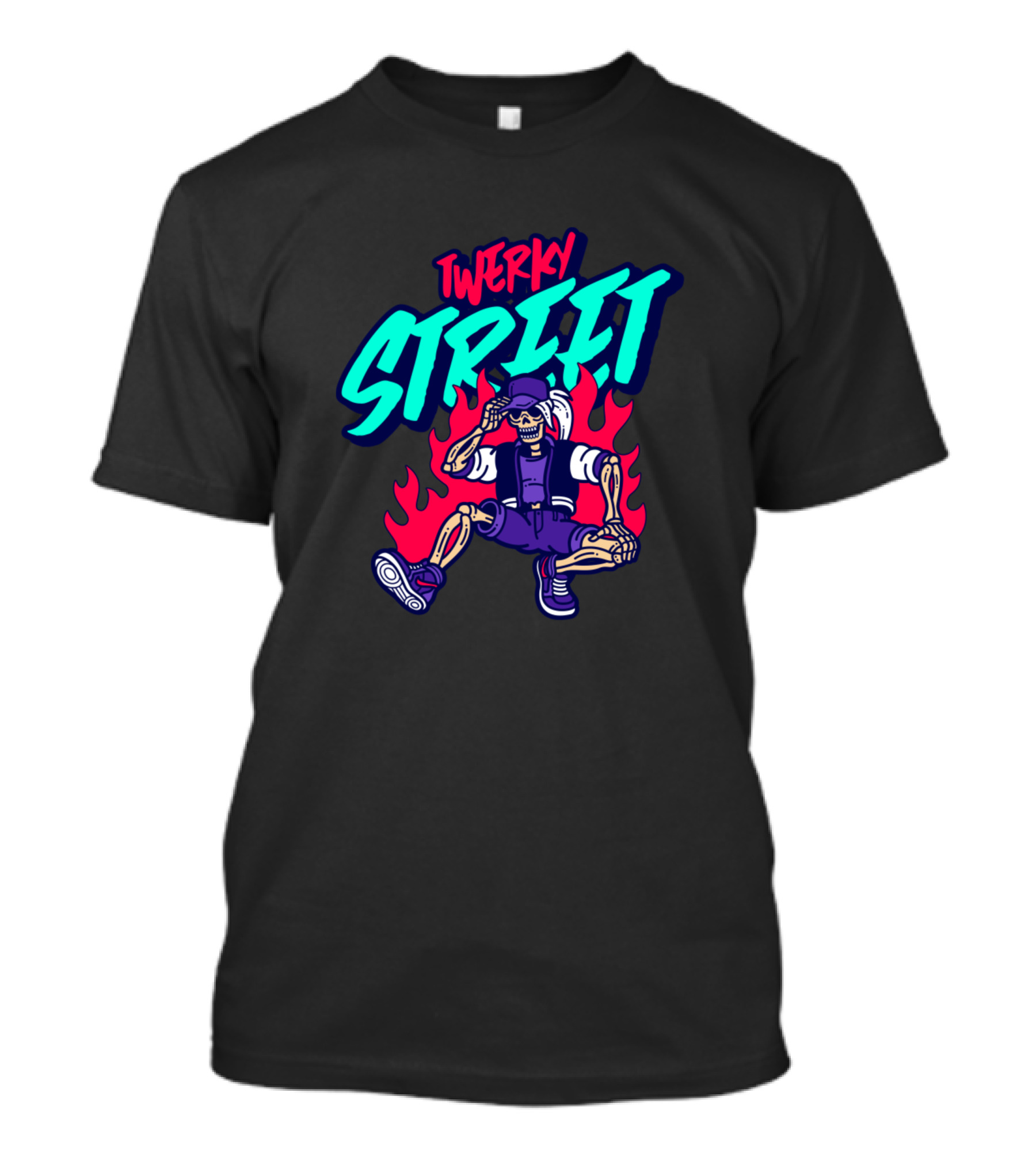 Twerky Street Skeleton Style With Dance Pose And Flames T-Shirt