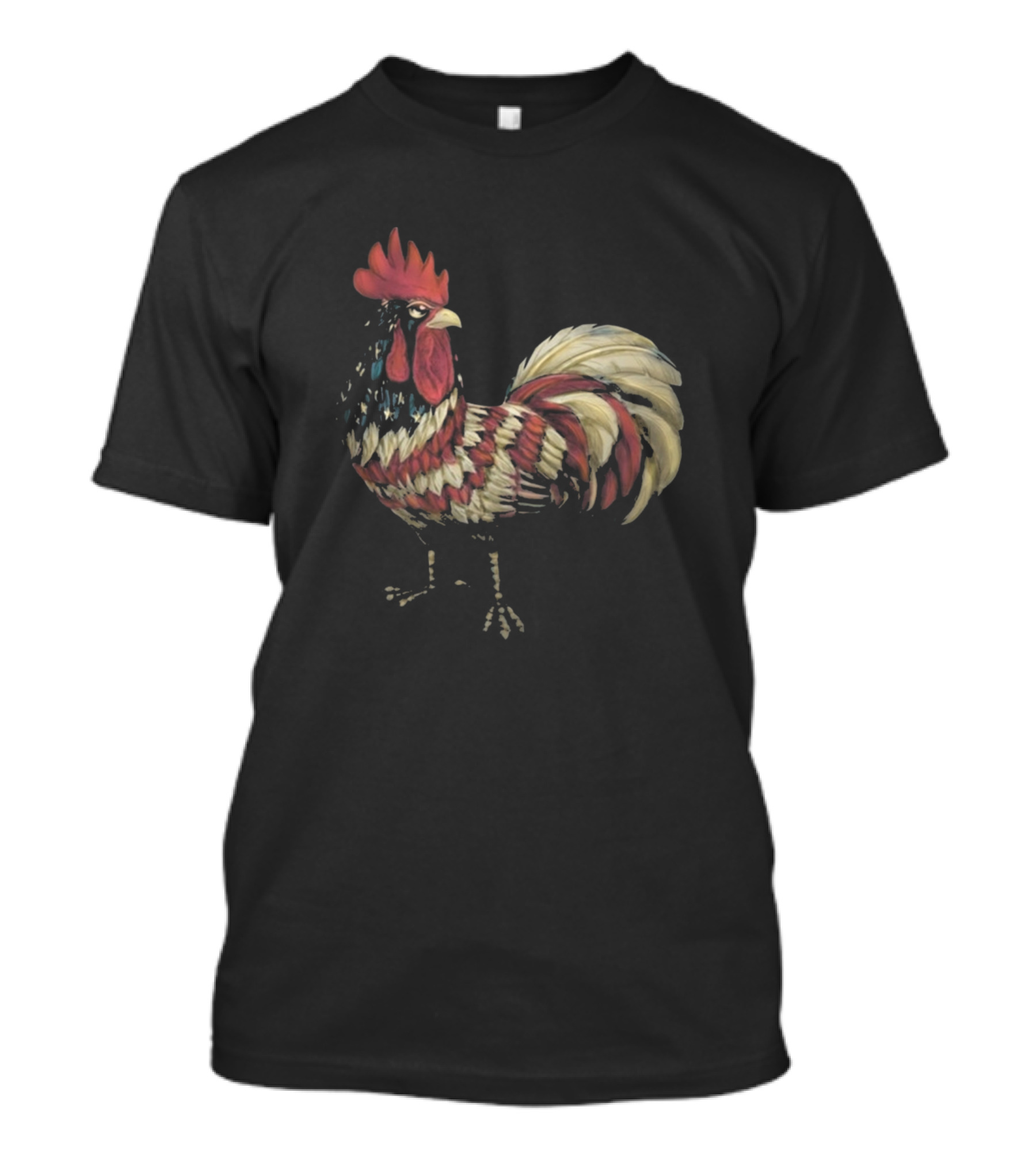Chicken American Patriotic Rooster Red White Blue T-Shirt