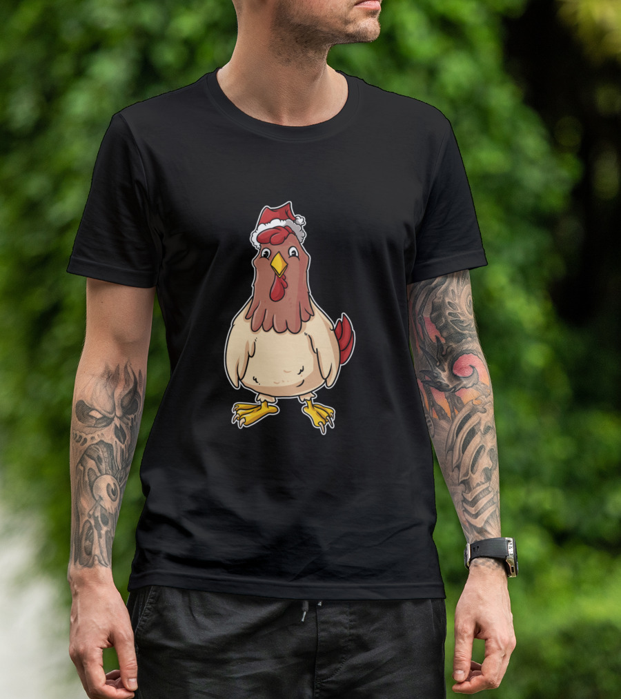 Christmas Chicken Santa Hat Holiday Humor T-Shirt
