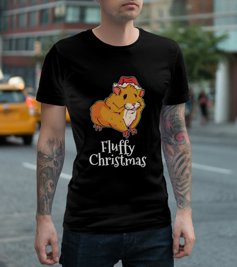 Fluffy Christmas Hamster Merry Christmas Hat T-Shirt