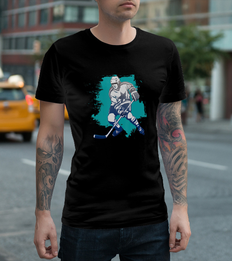 Hockey Play On Ice Best Player With Stick And Mask Image T-Shirt