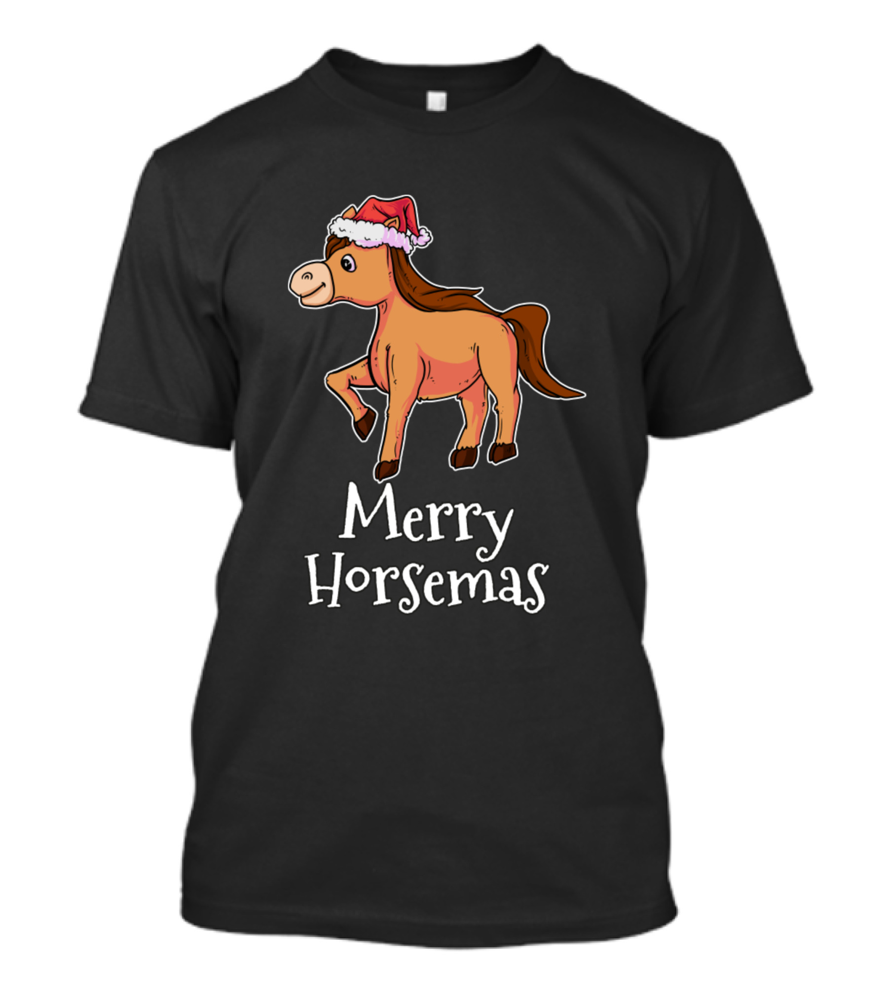 Merry Horsemas Merry Christmas Santa's Hat Horse T-Shirt