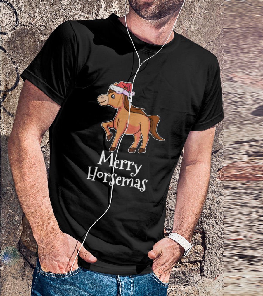 Merry Horsemas Merry Christmas Santa's Hat Horse T-Shirt