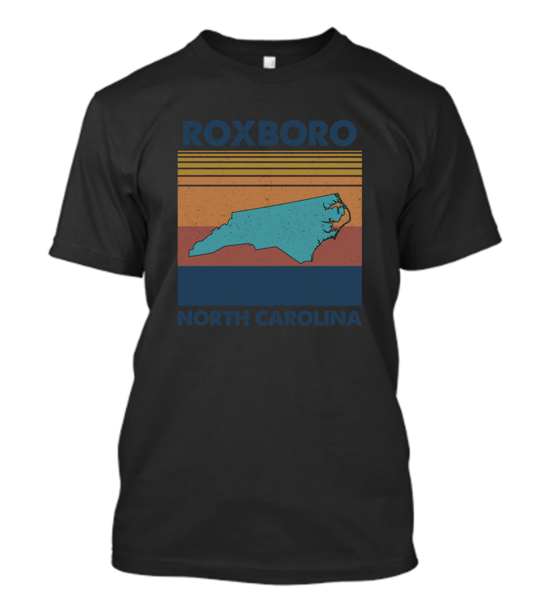 Roxboro North Carolina Vintage Map Retro Style Stripes T-Shirt