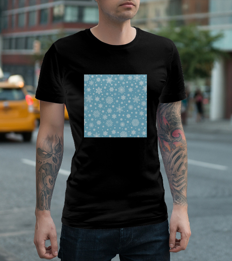 Snowflakes On Light Blue Winter T-Shirt