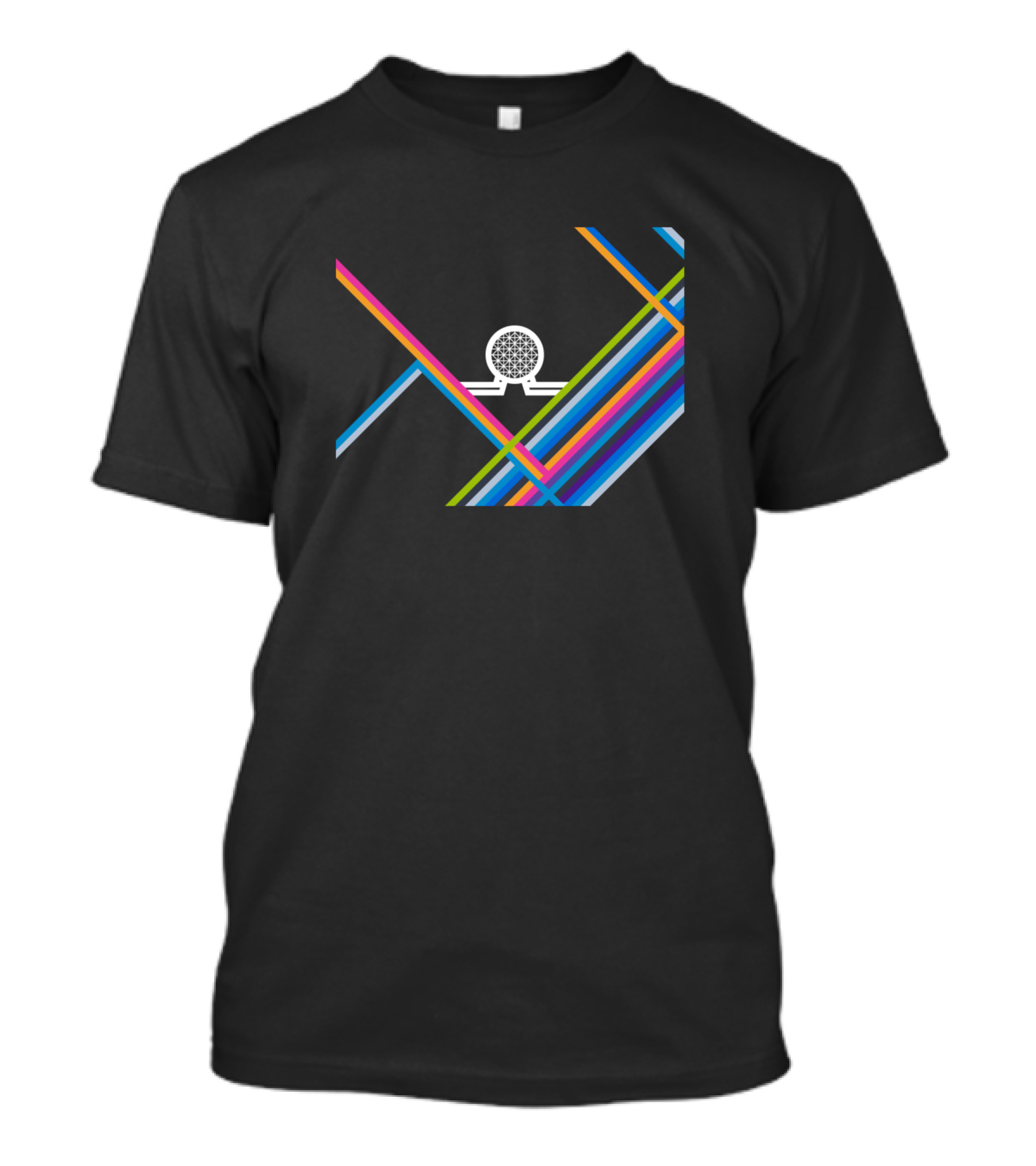 Spaceship Earth Icon Multicolor Geometric Lines T-Shirt