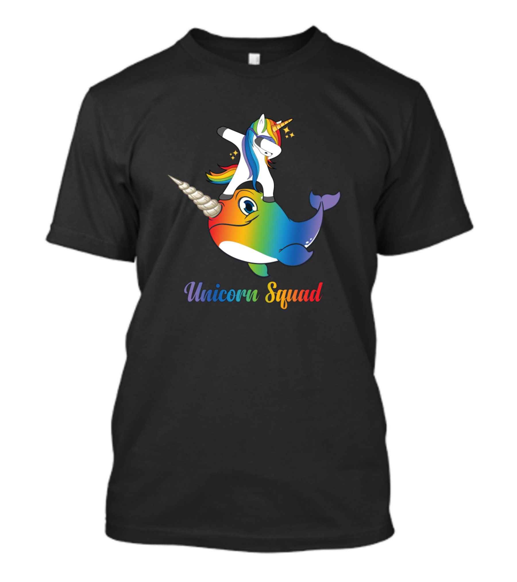 Unicorn Squad Rainbow Narwhal Rider T-Shirt