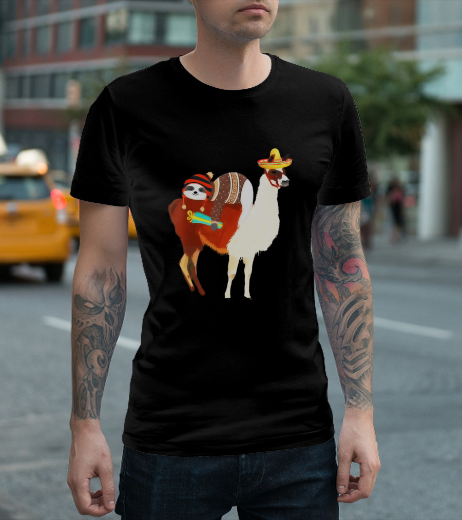 Sloth Riding Llama Mexican Fiesta Cinco De Mayo T-Shirt
