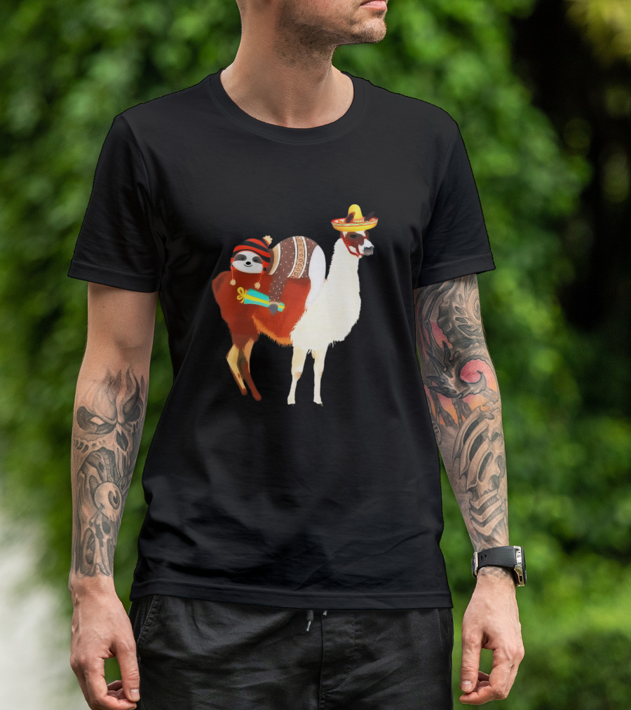 Sloth Riding Llama Mexican Fiesta Cinco De Mayo T-Shirt