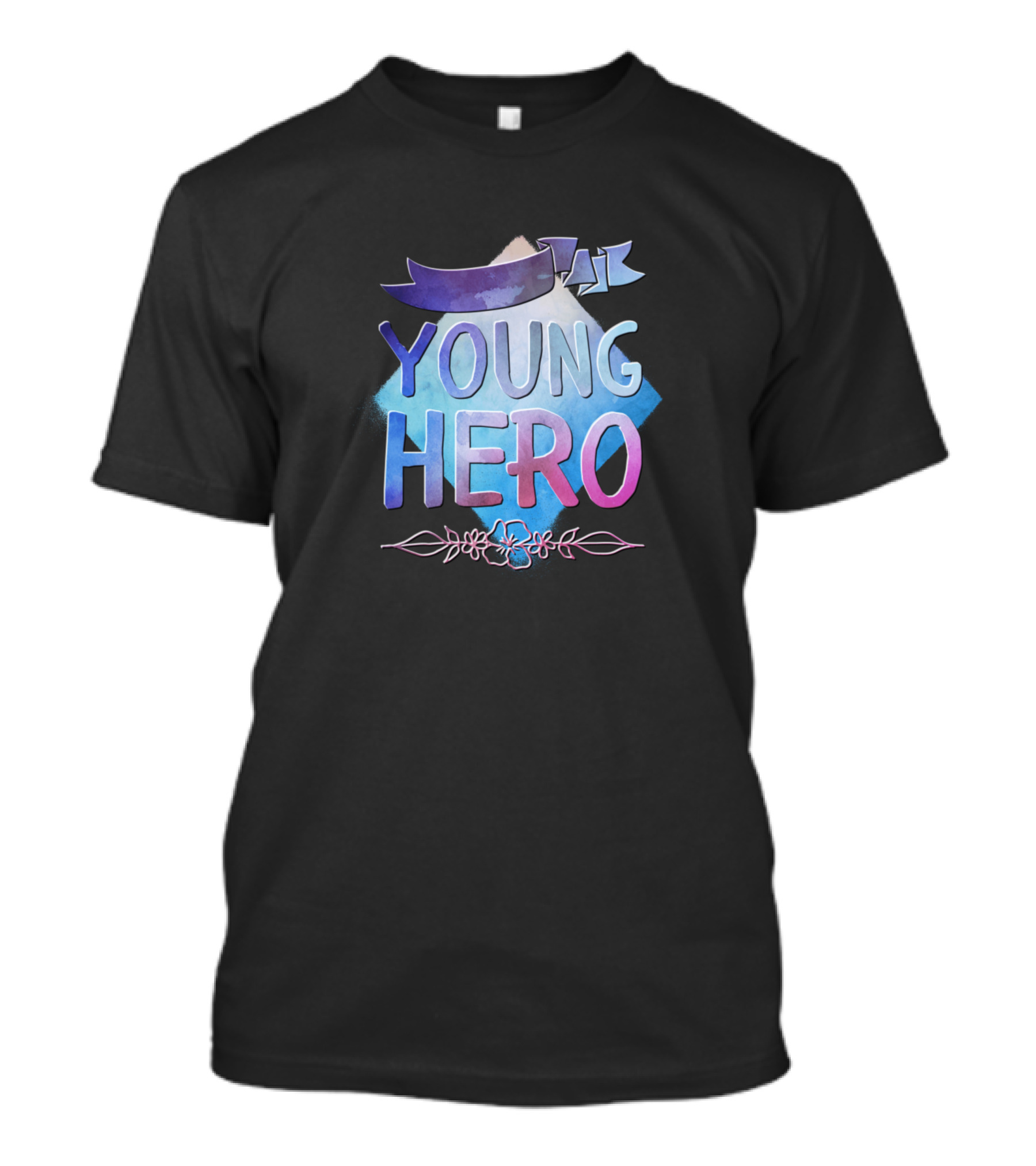 Young Hero Banner And Floral Motif T-Shirt