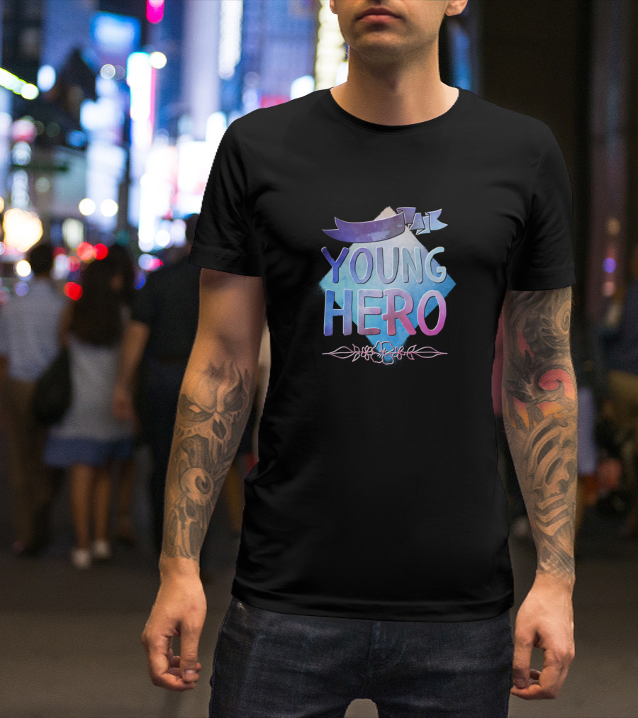 Young Hero Banner And Floral Motif T-Shirt