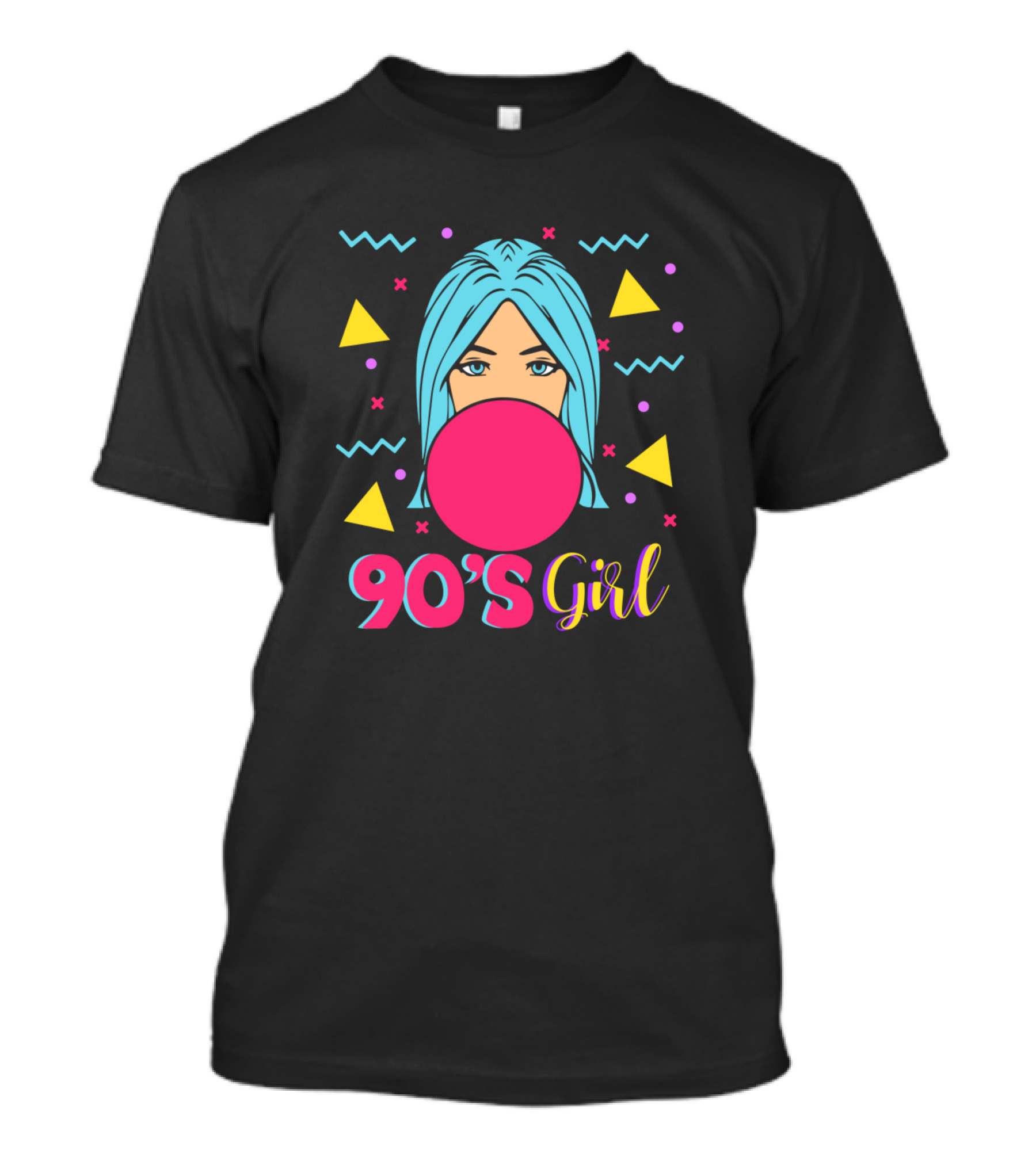 90s Girl Fun Graphic Blue Hair Bubblegum 1990s Fashion T-Shirt