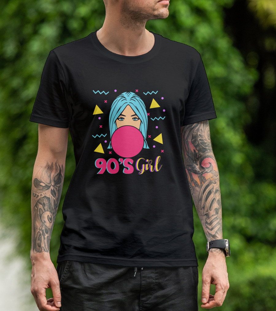 90s Girl Fun Graphic Blue Hair Bubblegum 1990s Fashion T-Shirt