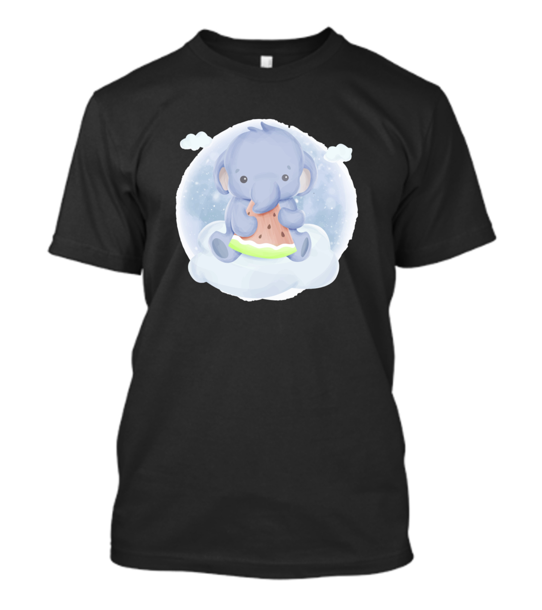 Baby Elephant Eat The Watermelon On Cloudy Night T-Shirt