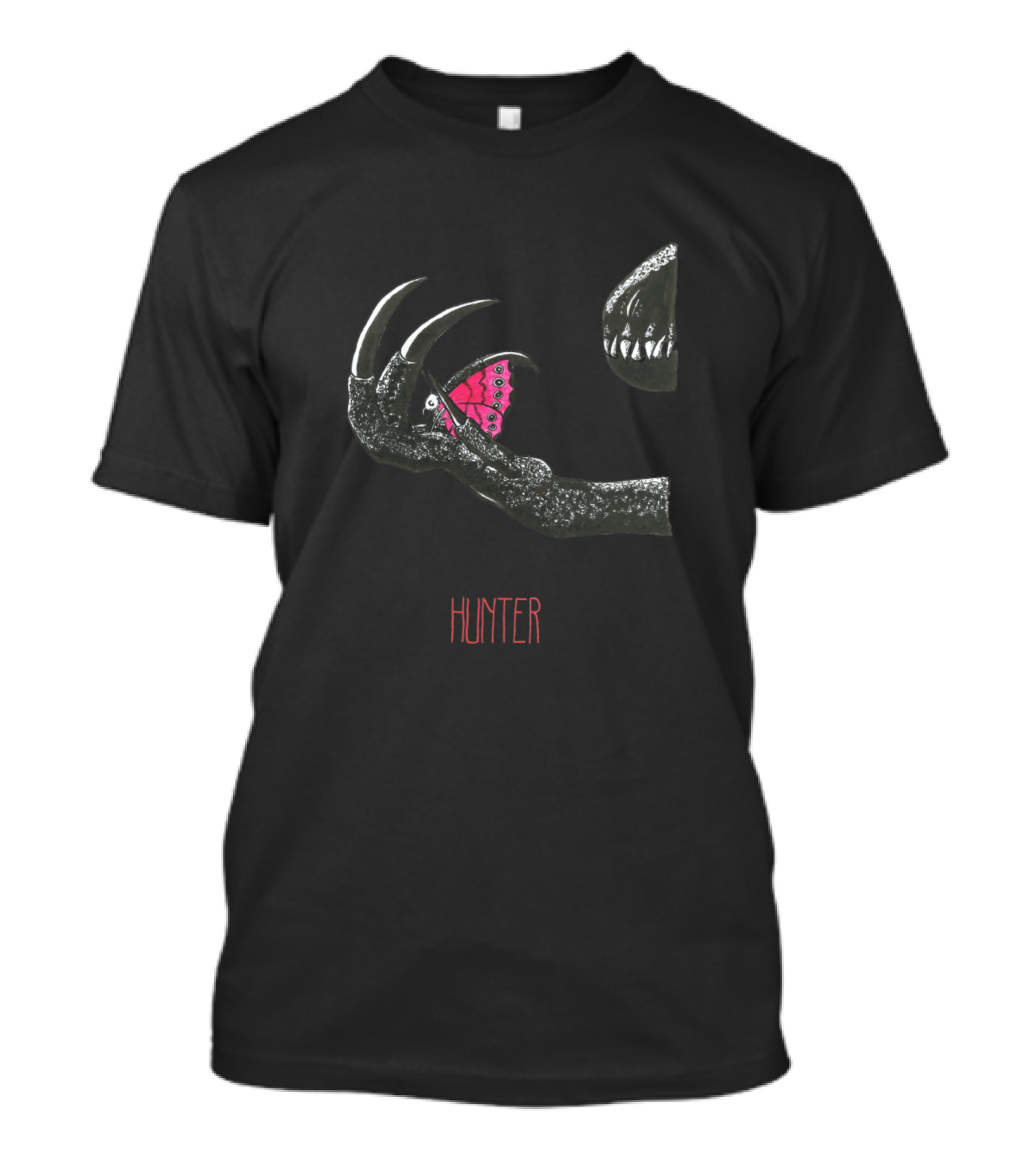 Hunter Claw With Pink Butterfly And Teeth T-Shirt