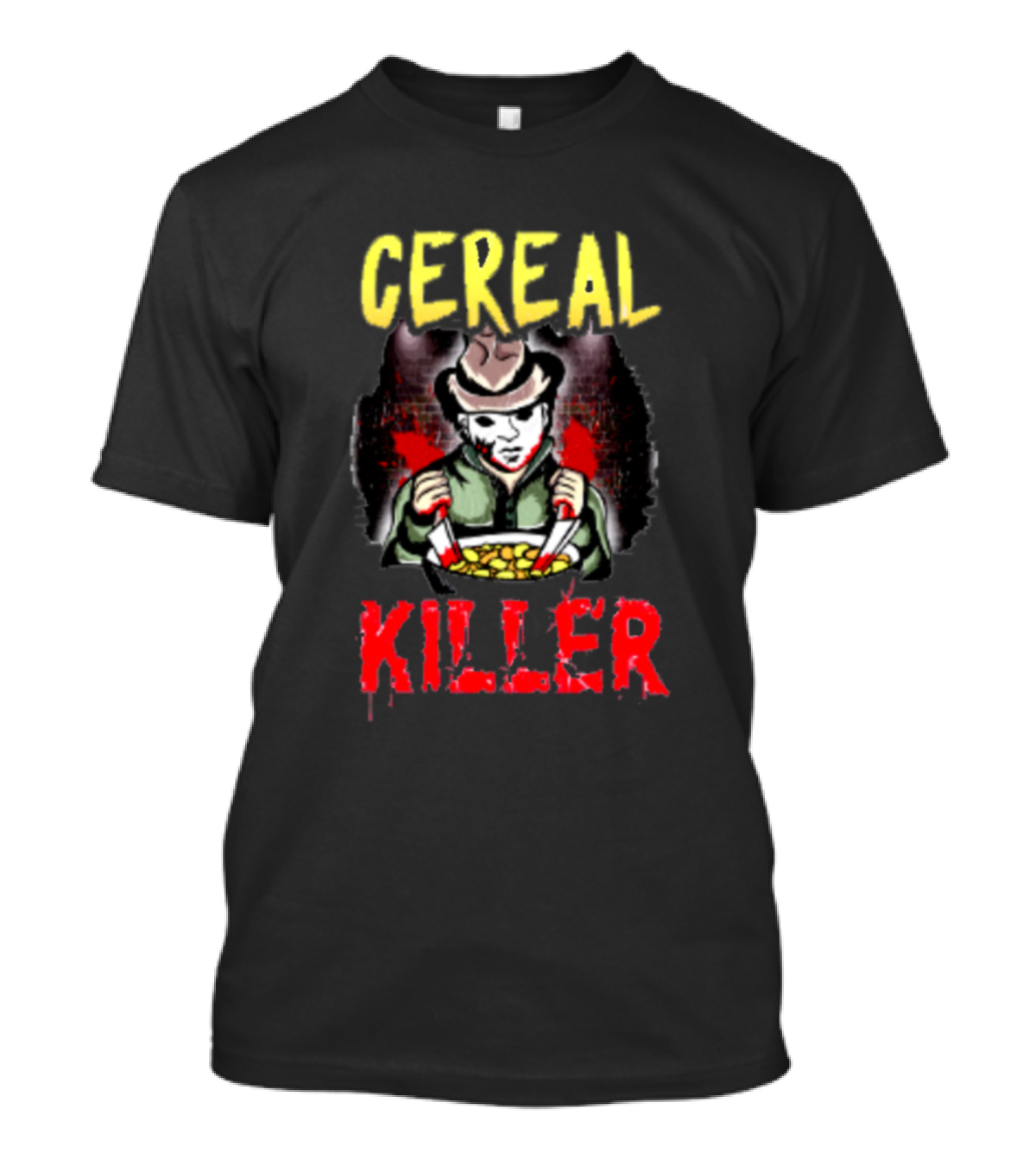 Cereal Killer Masked Character With Bloody Knives And Killer Text T-Shirt