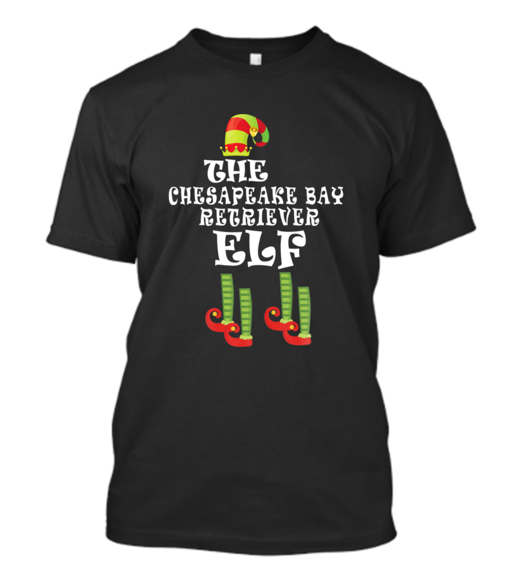 The Chesapeake Bay Retriever Elf Hat And Striped Socks T-Shirt