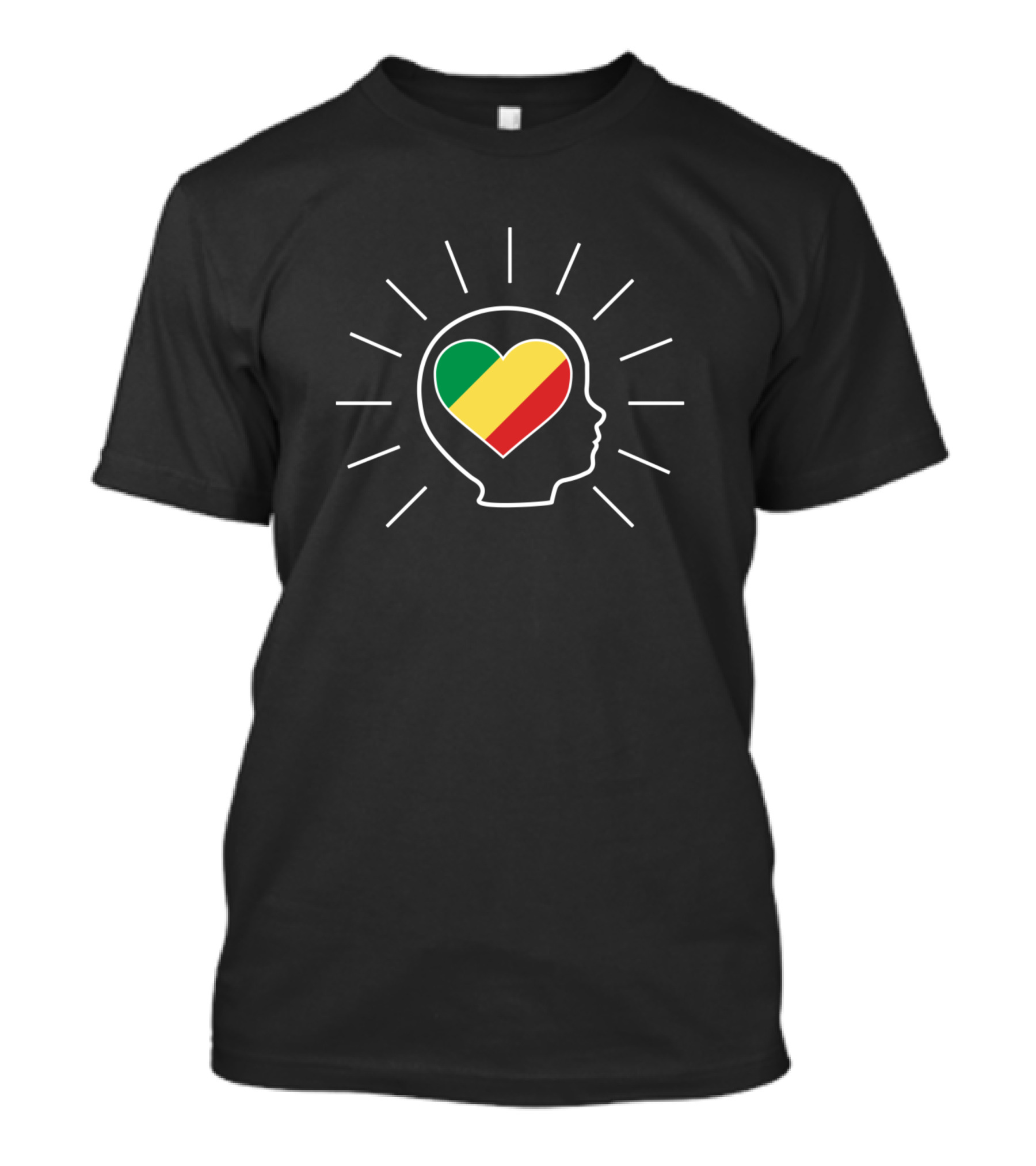 Congo Children Love Flag Heart In Mind Outline T-Shirt