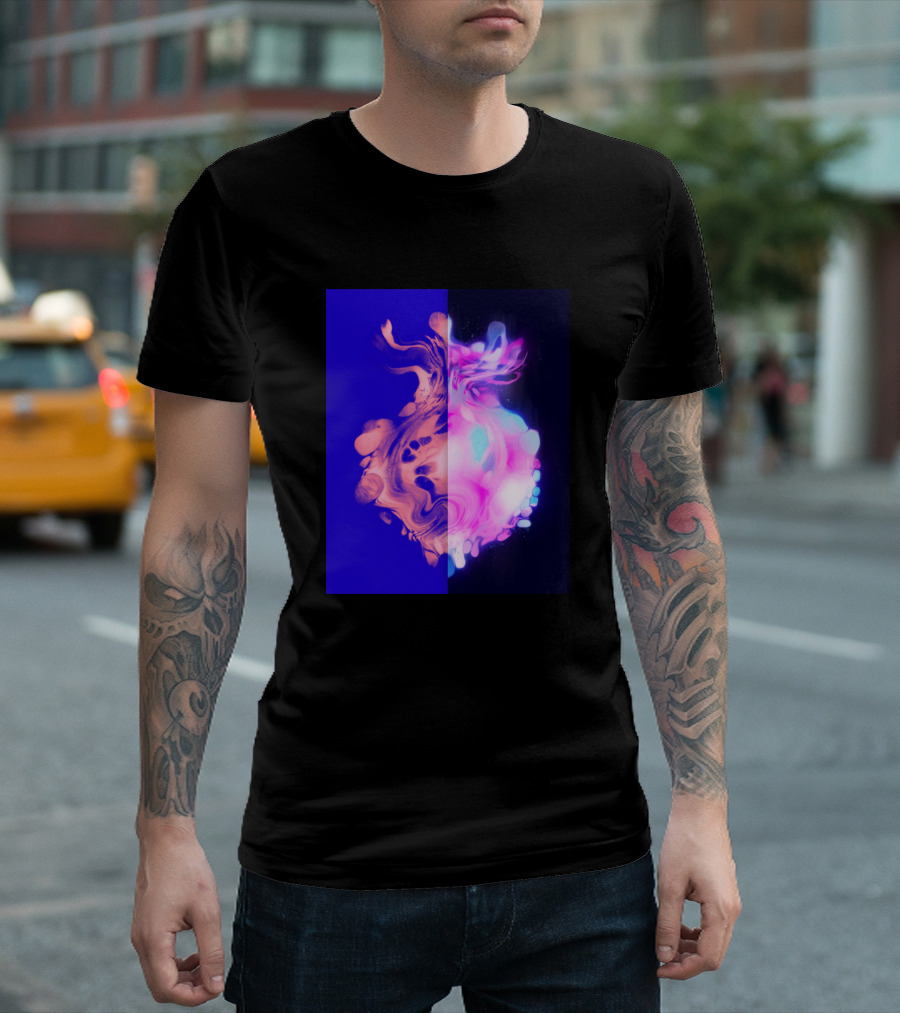Flaming Embers Vibrant Neon Swirl Dual-toned Fusion T-Shirt