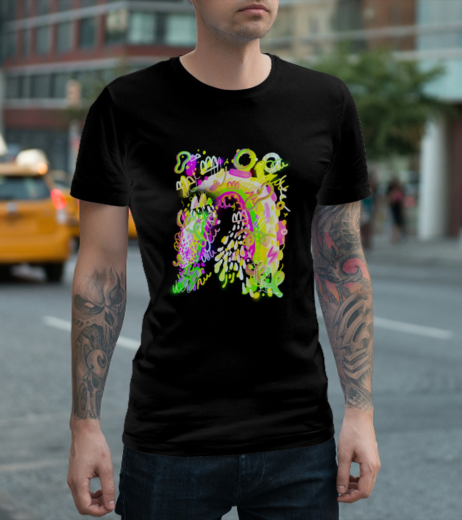 Fluorescent Rainbow Neon Graffiti Burst T-Shirt