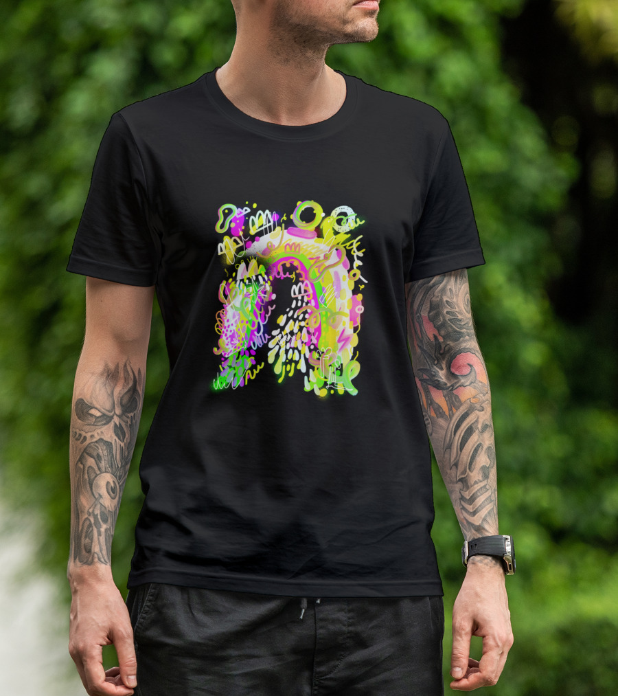 Fluorescent Rainbow Neon Graffiti Burst T-Shirt