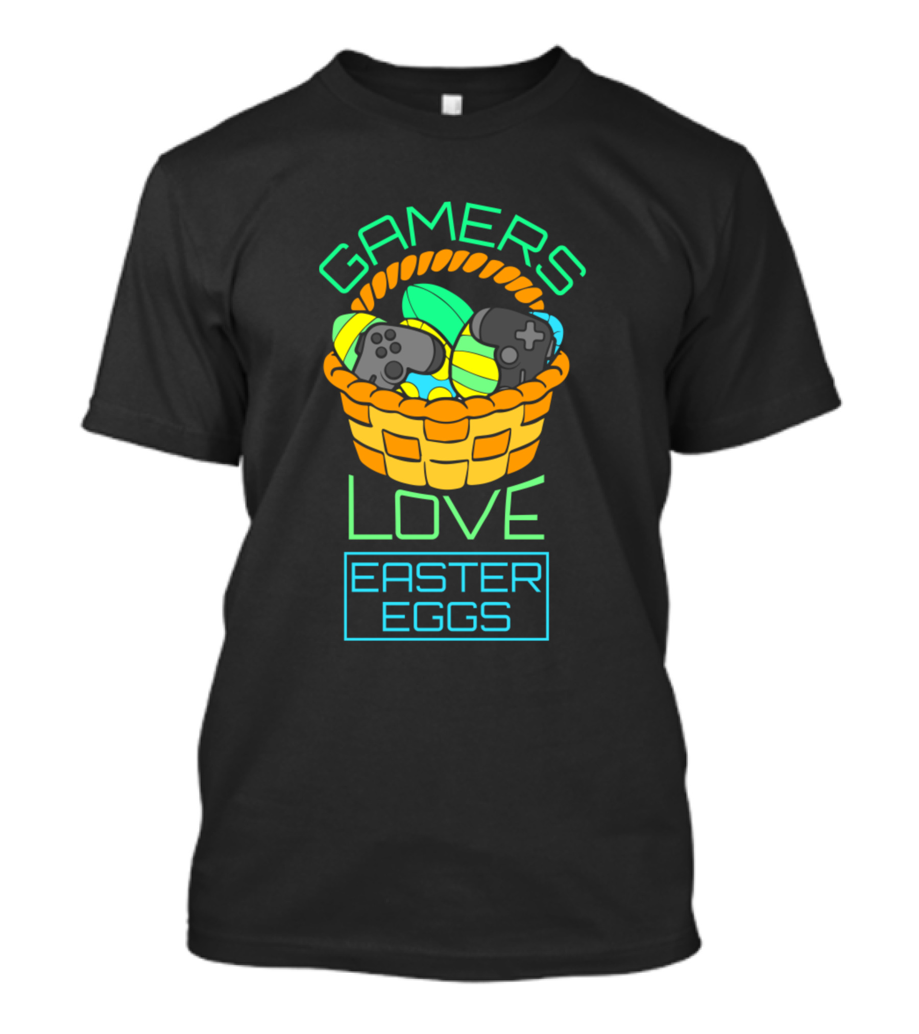 Gamers Love Easter Eggs Basket With Game Controllers T-Shirt