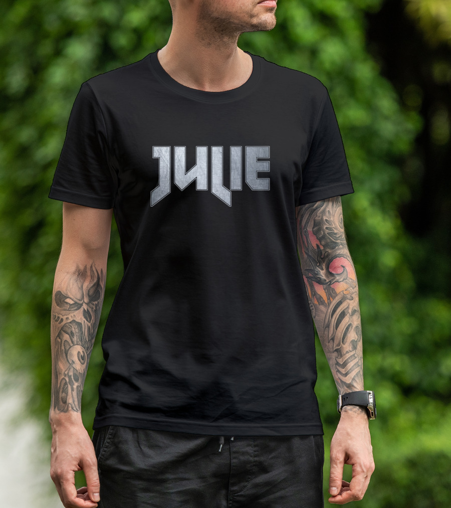 Heavy Metal Julie Bold Metallic Text T-Shirt