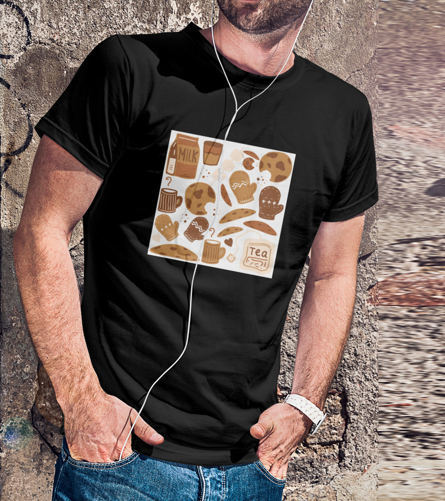 Milk Cookies And Tea Cozy Winter Drinks And Treats T-Shirt