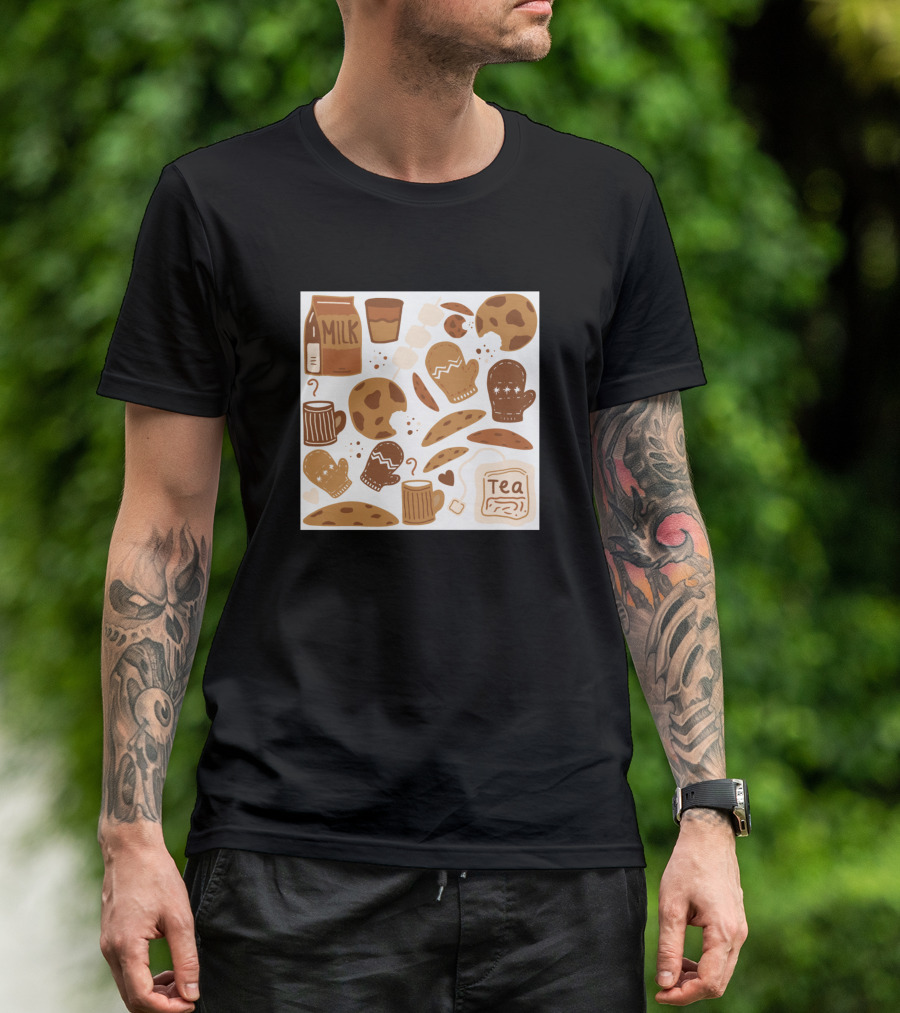 Milk Cookies And Tea Cozy Winter Drinks And Treats T-Shirt