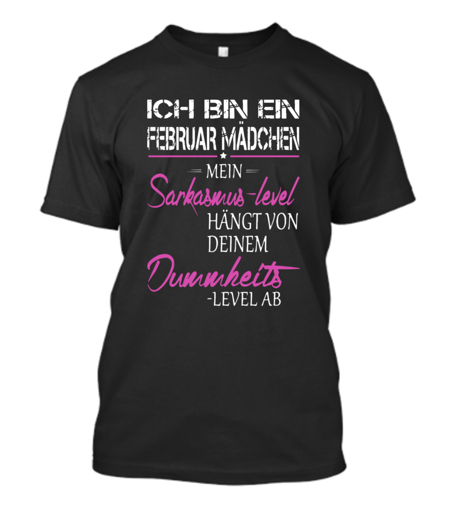 Ich Bin Ein Februar Mädchen Mein Sarkasmus-Level Hängt Von Deinem Dummheits-Level Ab T-Shirt