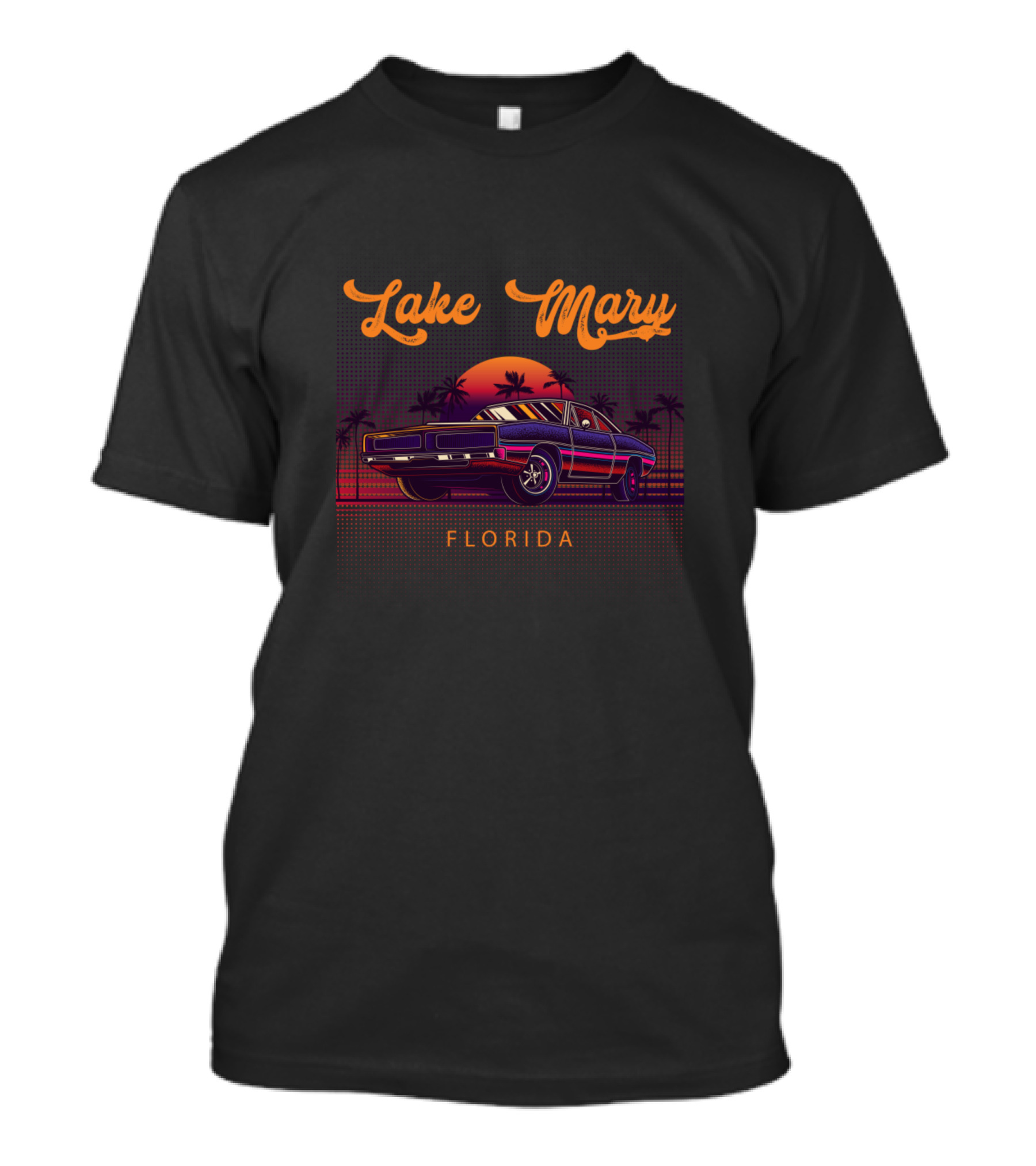Lake Mary Florida Vintage Muscle Car Sunset Retro Vibes T-Shirt