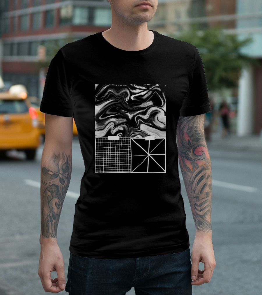 Life Ain Perfect Abstract Black and White Swirl Grid and Geometric Shapes T-Shirt
