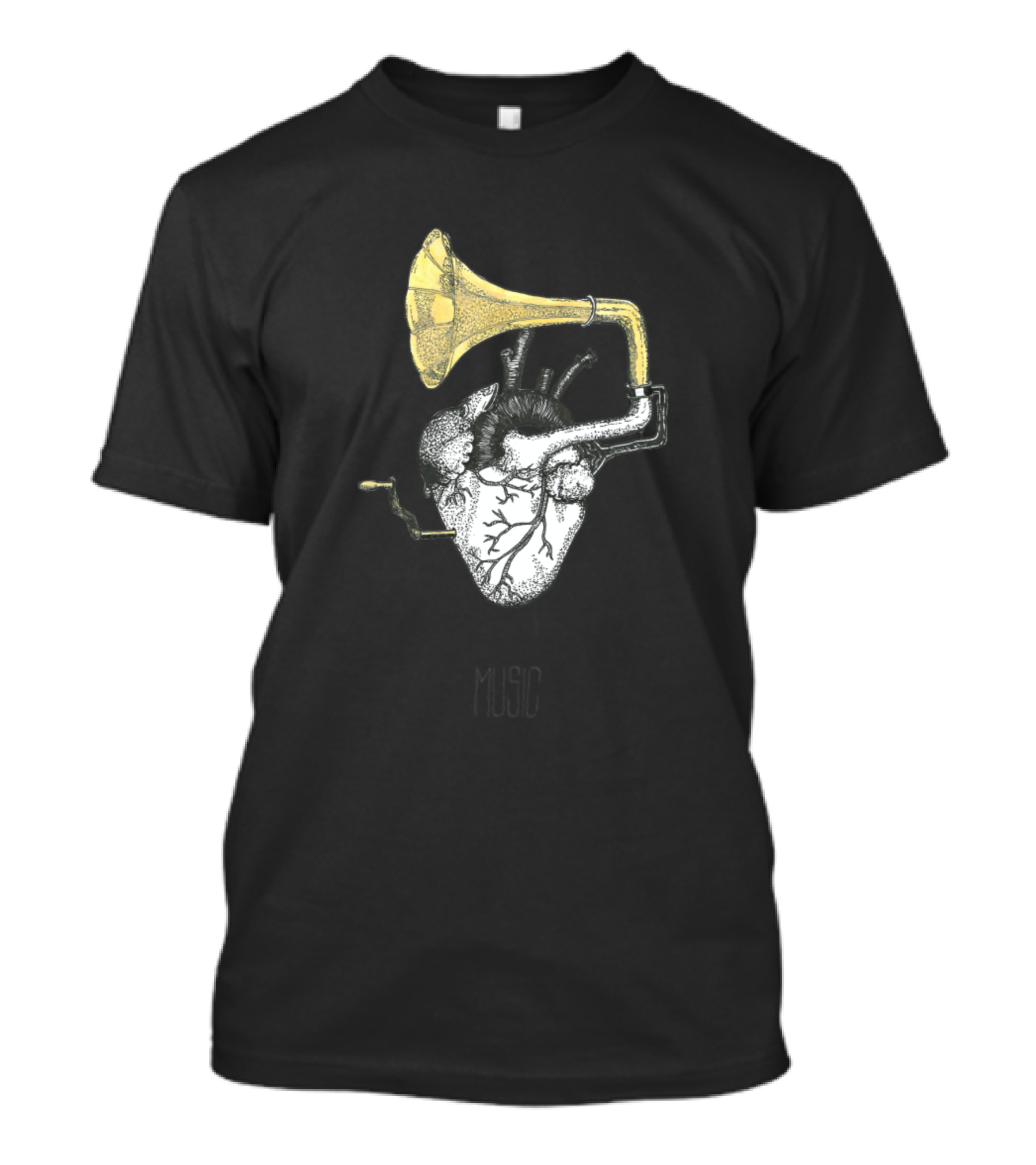 Music Comes From The Heart Vintage Gramophone T-Shirt